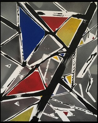Matthew Leclair; Mondrians Lesser Evil, 2018, Original Mixed Media, 16 x 20 inches. Artwork description: 241 Piet Mondrian, modern art, bauhaus, primary colors, black and white, ...