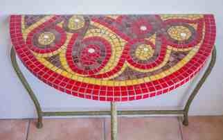 Mauricio  Aybar; Red Table, 2015, Original Mosaic, 90 x 45 cm. Artwork description: 241  Artwork in mosaic technique aEURoeRed TableaEUR, unique and unrepeatable piece made whit glass tiles cut one to one with my own hands shaping this creation. ...