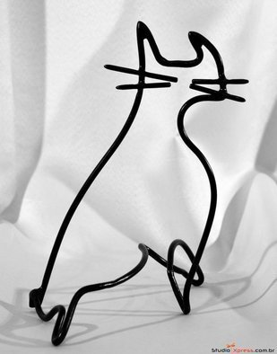 Max Tolentino, 'The Felix Cat ', 2008, original Sculpture Steel, 16 x 28  x 24 cm. Artwork description: 1758 steel sculpture in drawn wire.part of new series of abstract scultuptures with a focus on empty spaces. private collection , Mrs. Rosangela Almeida , top endocrinologist in Braziltechnique  cutting, bending and welding...