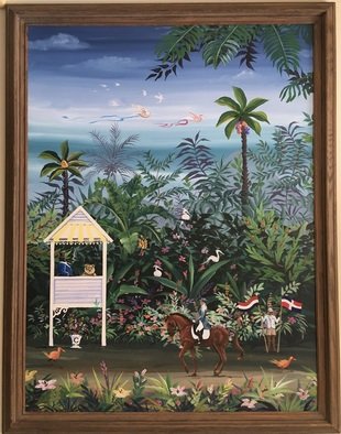 Marc Beauregard; Parade 2, 2021, Original Painting Acrylic, 36 x 48 inches. Artwork description: 241 Whimsical naive island inspired Dressage theme. ...