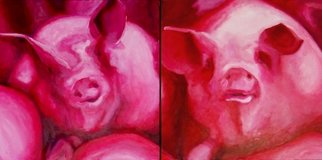 Massimo Zilioli; Buried Alive The Brother, 2011, Original Painting Oil, 100 x 50 cm. Artwork description: 241  Diptic 50 x 50 ( x 2) - Oil on canvas All paintings refer to the episode of more than 3 millions pigs buried alive in South Korea because infected.   ...