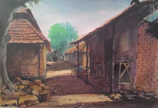 Mintu Maji; Underdeveloped Village, 2018, Original Watercolor, 12 x 10 inches. Artwork description: 241 artistic value of causal atmosphere...