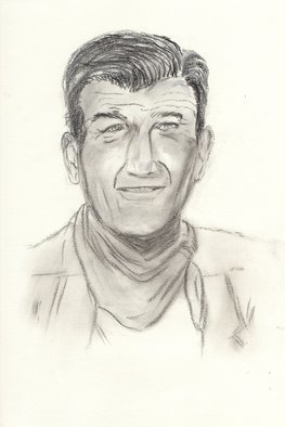 Mel Beasley; John Wayne, 2018, Original Drawing Charcoal, 8 x 11 inches. Artwork description: 241 My first attempt at drawing someone famous. John Wayne. ...