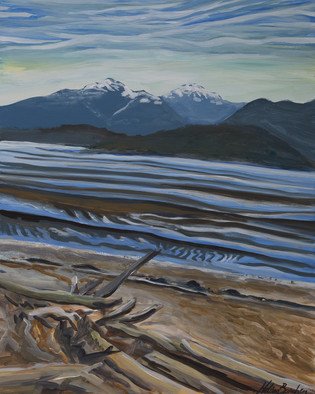 Melissa Burgher; Boundary Bay, 2015, Original Painting Acrylic, 16 x 20 inches. Artwork description: 241   # mountains # river # Delta # tsawwassen # outdoors # painting # original # plein air    ...