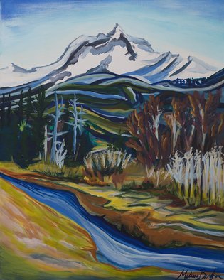 Melissa Burgher; Mt Garibaldi , 2015, Original Painting Acrylic, 16 x 20 inches. Artwork description: 241  # mountains # river # Mt. Geribaldi # whistler # Vancouver # Squamish # outdoors # painting # original # plein air   ...