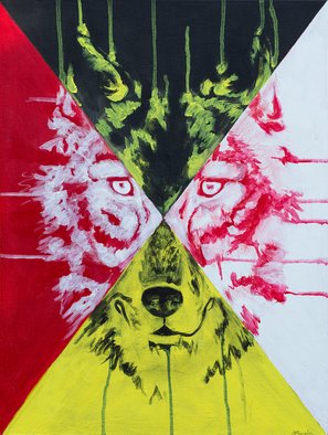 Melissa Burgher; Spirit Wolf, 2015, Original Painting Acrylic, 18 x 24 inches. Artwork description: 241  Medicine wheel, wolf, hunter, family, loyalty, strength, animal, fierce, lone wolf, first nations ...