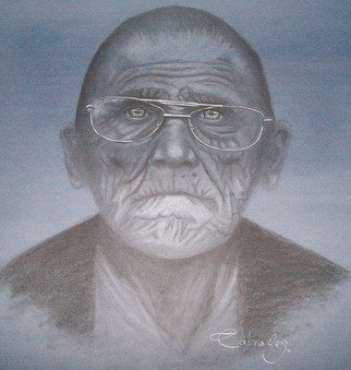 Melissa P. Cabrales; Abuelito, 2011, Original Drawing Charcoal, 50 x 65 cm. Artwork description: 241   Canson cardboard, charcoal and white chalk...