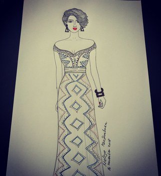 Melsye Stianna; Fashion, 2018, Original Drawing Pen, 1.2 x 1.2 inches. Artwork description: 241 drawing party dresses is very unique...