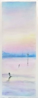 Merrilyne Hendrickson; Usnav Seawall To Eastern Shore, 2020, Original Watercolor, 13 x 27 inches. Artwork description: 241 the light as filtered in different times of day and different weather conditions nestle a simple subject. Beauty depicted in luminescent watercolor...