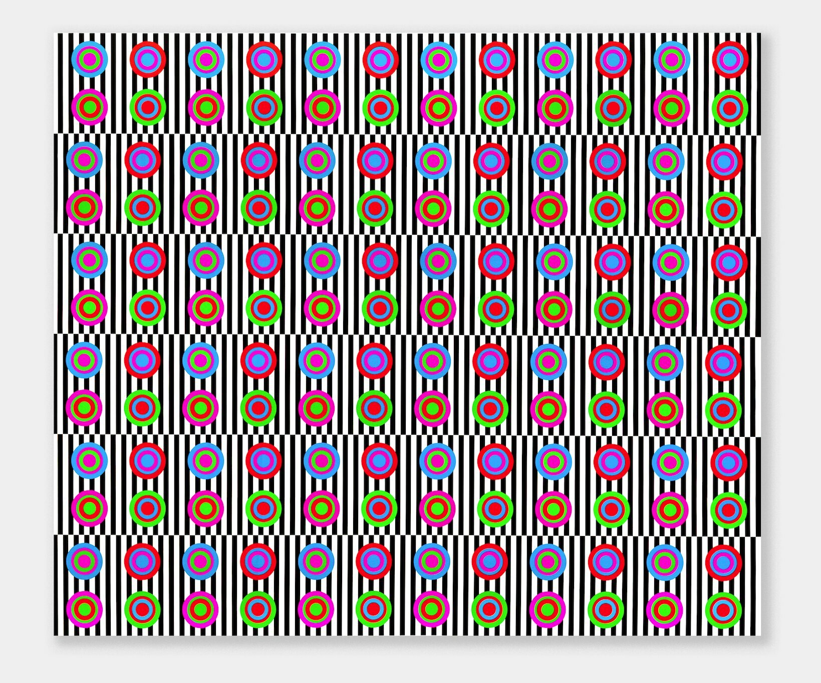 Youri Messen-Jaschin; Quantique, 2022, Original Printmaking Serigraph, 170 x 200 cm. Artwork description: 241 Op art - Optical art - Edition One print1 1 - Silkscreen on linen canvas A(c) 2022 Youri Messen- Jaschin A(r) Prolitteris Zurichm photography @ vincentmullerphotosPackaging, insurance and transport is not included in the price, it is additional.  I work with a carrier, he is responsible for all my shipments.  The costs ...