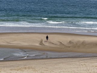 Marcia Geier; Solo By The Sea, 2016, Original Photography Color, 20 x 16 inches. Artwork description: 241  digital image printed on aluminumbeach cape cod wellfleet ocean sand surf lonely alone solo seascape white crest  ...