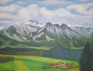 Michael Navascues; Bavarian Alps, 2010, Original Painting Oil, 18 x 24 inches. Artwork description: 241   Alpine landscape with villages      ...