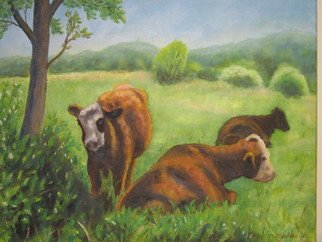 Michael Navascues; Cows In A Meadow, 2011, Original Painting Oil, 16 x 12 inches. Artwork description: 241   Three cows resting in a sunny pasture. Oil on canvas stretched on wood frame. ...