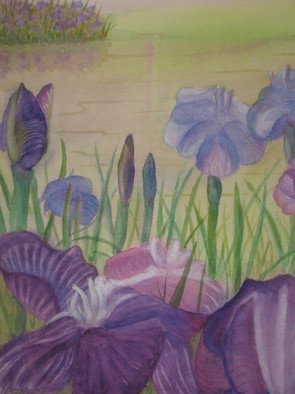 Michael Navascues; Irises, 2010, Original Watercolor, 11 x 14 inches. Artwork description: 241     Irises by a pond  ...