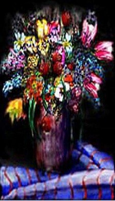 Michael Le Mmon; Flowers On Black, 2017, Original Printmaking, 8 x 11 inches. Artwork description: 241 michael420le420mmon flowers watercolor art sale...