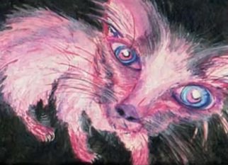 Michael Le Mmon; Skimmer The Pink Cat, 2017, Original Watercolor, 13 x 9 inches. Artwork description: 241 michael420le420mmon fine art watercolor for sale cat...