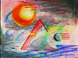 Michael Le Mmon; Watercolor Abstact Pyramid, 2017, Original Watercolor, 12 x 9 inches. Artwork description: 241 michael420le420mmon fine art watercolor for sale...