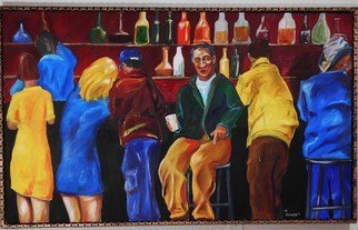 Michael Ashcraft; Lastcall, 2014, Original Painting Oil, 48 x 36 inches. Artwork description: 241   crowd at bar  ...