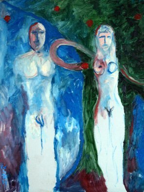 Michael Iskra; Adam And Eve, 2018, Original Painting Oil, 8 x 10 inches. 