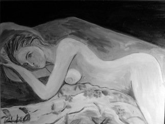 Michael Iskra; Claudia, 2018, Original Painting Oil, 20 x 16 inches. Artwork description: 241 Nude lying in bed. ...
