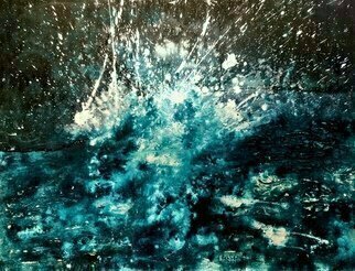 Michael Schaffer; Nighttime At Whale Beach, 2021, Original Mixed Media, 40 x 30 inches. Artwork description: 241 An exciting and dramatic nighttime abstract beach painting.  ...