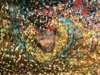 Michael Schaffer, 'Swirling Thoughts', 2016, original Mixed Media, 24 x 17  inches. Artwork description: 3495 Swirling colors surround the portrait of a man who has experienced a lot. ...