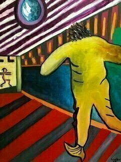 Michael Schaffer, 'The Chase', 1988, original Painting Oil, 30 x 40  x 1 inches. Artwork description: 3495 From my Figurative Expressionism period. ...