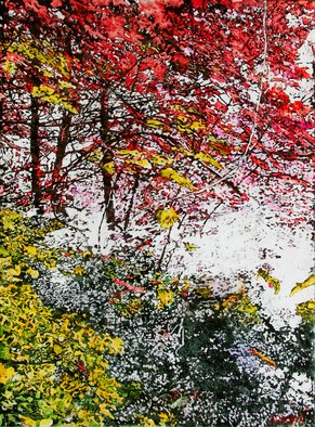 Micheal Zarowsky; Red Rustle Of Leaves, 2019, Original Mixed Media, 30 x 40 inches. Artwork description: 241 watercolour   acrylic painted directly on gessoed panel ...