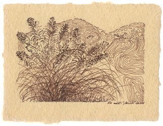 Mikhail Kolomeytsev; Nei Monti Sibillini, 2015, Original Drawing Pen, 16 x 11 cm. Artwork description: 241  ink on the hand made cotton paper ...