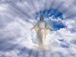 Michelle Kriz; Jesus, 2016, Original Photography Mixed Media, 60 x 50 cm. Artwork description: 241 Jesus Walking through the clouds...