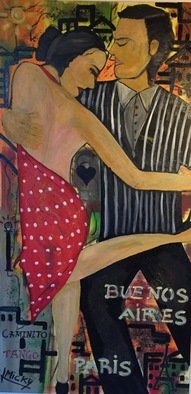 Michela Lago; Dancing, 2018, Original Painting Other, 60 x 120 cm. Artwork description: 241 Painting oil on canvas people dancing tango...