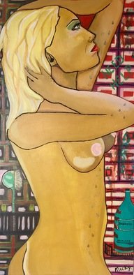 Michela Lago; In The Shower, 2018, Original Painting Acrylic, 50 x 100 cm. Artwork description: 241 Painting acrylic on canvas woman having a shower ...