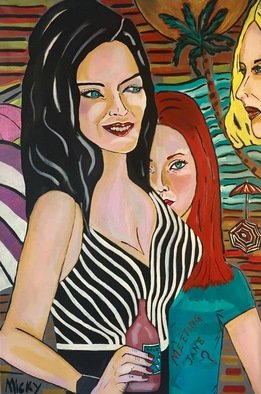 Michela Lago; Meeting Jane, 2018, Original Painting Acrylic, 60 x 90 cm. Artwork description: 241 Painting acrylic on canvas people at the beach around the world ...