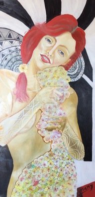 Michela Lago; Romantic, 2017, Original Painting Oil, 60 x 120 cm. Artwork description: 241 Woman, sensual, flowers, oil, painting, lines, nude, red, portrait, face, circles, modern, realism, fine art, streetart...
