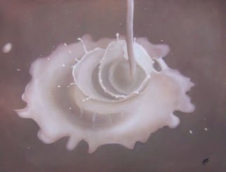 Michelle Iglesias; Puddle Of Milk, 2011, Original Painting Oil, 42 x 32 inches. Artwork description: 241  milk, puddle, liquid, water, pouring, spilling, spill, white, brown, large, photo, big, wall art ...