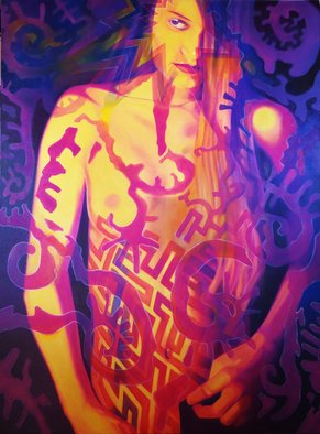 Jose Eliezer Mikosz; Sacred Visions, 2016, Original Painting Oil, 97.5 x 130 cm. Artwork description: 241  Projections of patterns in the non- ordinary states of consciousness  ...