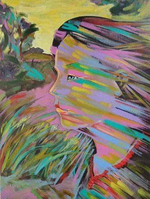 Milen Boqnov; Girl Portrait,Wind, 2015, Original Painting Acrylic, 50 x 70 cm. Artwork description: 241     abstract, portrait, acrilyc, oil, canvas, paint , original, native, spiritual, , fire, impression   ...