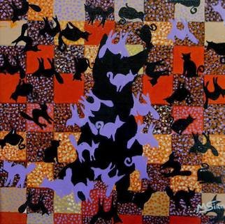 Milen Siromashki; The Cats, 2015, Original Painting Acrylic, 30 x 30 cm. Artwork description: 241  abstract cat, cats, animals, figurative, abstract, modern ...