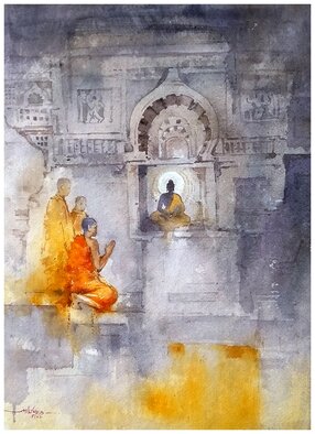 Milind Bhanji; Budhas Way, 2022, Original Watercolor, 14 x 21 inches. Artwork description: 241 Buddha way conceptual ...