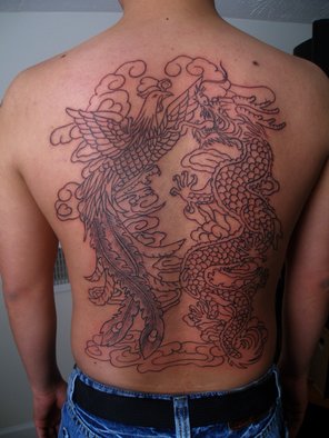 Minh Hang; Line Dragon, 2009, Original Tatoo Art, 10 x 15 inches. 