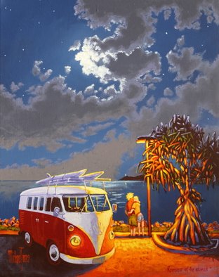 Michael Jones; Romance Of The Stoned, 2014, Original Painting Acrylic, 50 x 40 cm. Artwork description: 241          Retro caravan series, Bill and Sheila on holidays.         ...