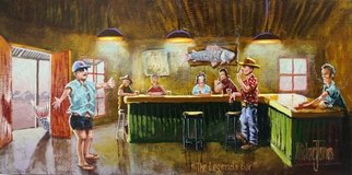 Michael Jones; The Legends Bar, 2014, Original Painting Acrylic, 30 x 15 cm. Artwork description: 241   fishing holidays         ...