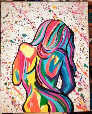 Emily Johnson; Naked Selfie, 2018, Original Painting Acrylic, 16 x 20 inches. 