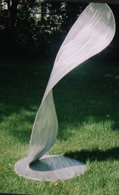 Mary Angers; Single Twist, 2019, Original Sculpture Aluminum, 24 x 66 inches. Artwork description: 241 Single Twist is about coordinate space geometry and tries to answer the question of what makes an ascending plane start to curve and twist in space. ...