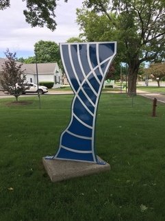 Mary Angers; Twisted Botanical Wave, 2019, Original Sculpture Aluminum, 42 x 72 inches. Artwork description: 241 Twisted Botanical Wave is about the possible form that rising cubic water takes upon ascending and then starting to turn over. ...