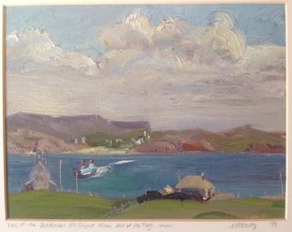 Michelle Mendez; Caladonian McBryne Iona Sound, 1994, Original Painting Oil, 9.5 x 7.5 inches. Artwork description: 241  Isle of Iona, matted, oil on  primed Rives BFK paper ...