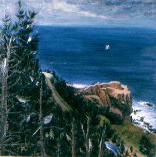 Michelle Mendez, 'Up the Road', 1996, original Painting Oil, 50 x 50  inches. Artwork description: 1911 oil on canvas. Allegory from views of Pacific from San Francisco, CA, recently discovered fine cracks in paint surface....