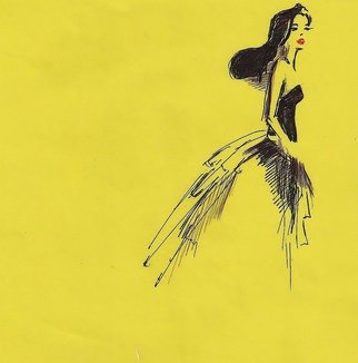 Maria Changalidi; Yellow, 2014, Original Drawing Pen, 5 x 5 inches. Artwork description: 241     elephant, pen, paper, ink, drawing, art, indian, tribal, boho, grunge, contemporary, modern, line,     ...