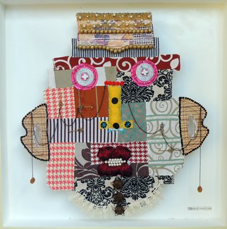 Monica Casanova; MITOLOGIAS CONTEMPORANEAS II, 2014, Original Mixed Media, 100 x 100 cm. Artwork description: 241   From a series of mask using different techniques. ThIS one is made from fabrics and a variety of crafts materials ...