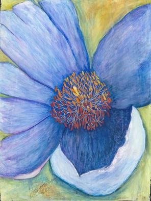 Sherry Harradence; The Popper, 2012, Original Watercolor, 30 x 40 inches. Artwork description: 241  Rare Blue Poppy. Origination of this beautiful blooming poppy is in Asia. It was a gift to the Seattle Botanical Gardens. Mixed Media original painting.  Size 30 x 40 inches.   Also have a custom deep reclaimed wood frame and overall all size 45 x 60 inches.  Beautiful! ! ...